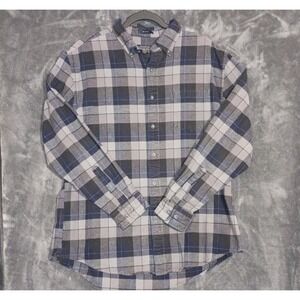 Pendelton Mason Mens L Long Sleeve Cotton Flannel Black Gray Navy Plaid Shirt